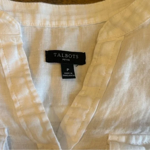 Talbots Women’s Petite Linen Henley Tops White & Lavender 2-Pack - Picture 2 of 7